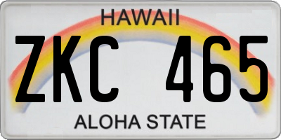 HI license plate ZKC465