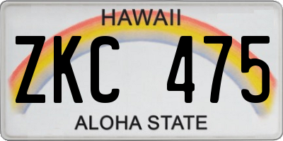 HI license plate ZKC475