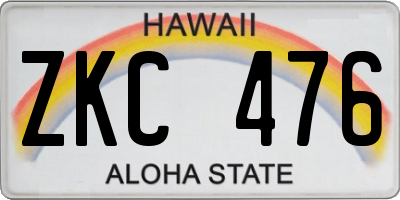 HI license plate ZKC476