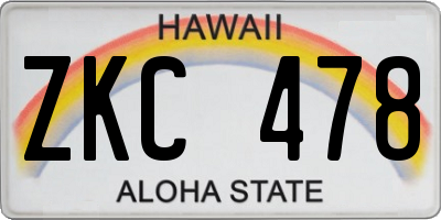 HI license plate ZKC478