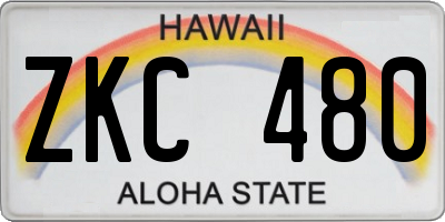 HI license plate ZKC480