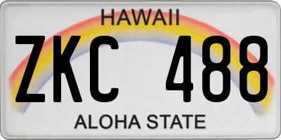 HI license plate ZKC488