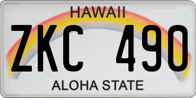 HI license plate ZKC490