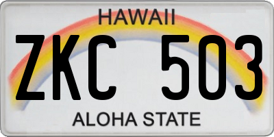 HI license plate ZKC503