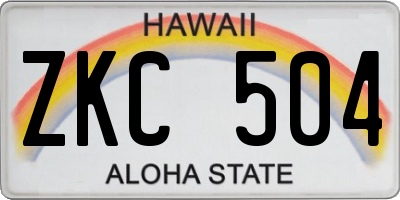 HI license plate ZKC504
