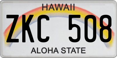 HI license plate ZKC508