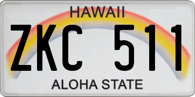 HI license plate ZKC511