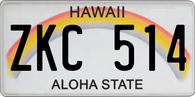 HI license plate ZKC514