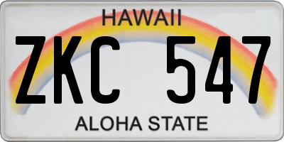 HI license plate ZKC547
