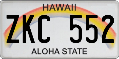 HI license plate ZKC552