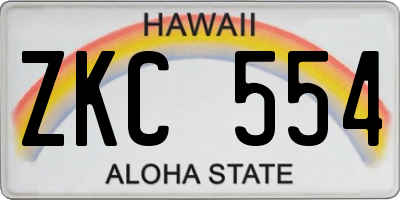HI license plate ZKC554