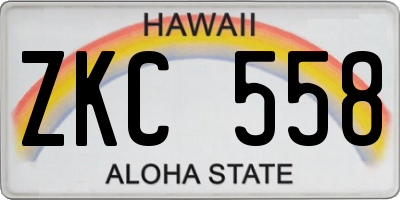 HI license plate ZKC558