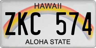 HI license plate ZKC574