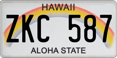 HI license plate ZKC587