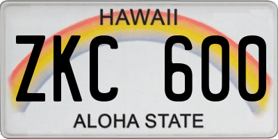 HI license plate ZKC600