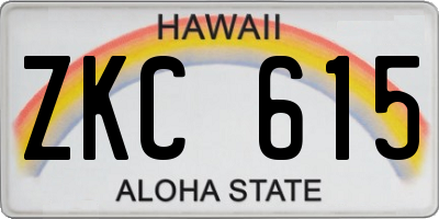 HI license plate ZKC615