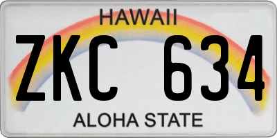 HI license plate ZKC634