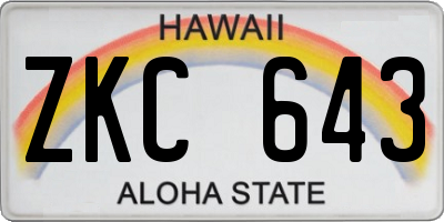 HI license plate ZKC643