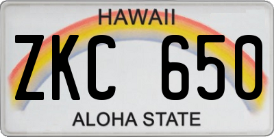 HI license plate ZKC650