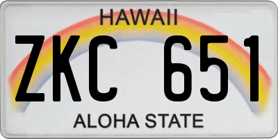 HI license plate ZKC651