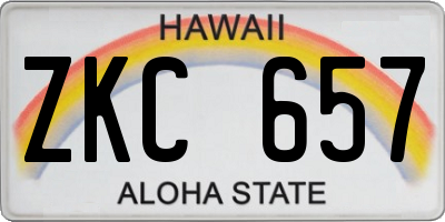HI license plate ZKC657