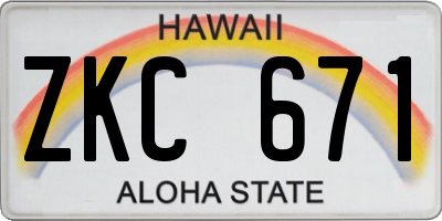HI license plate ZKC671
