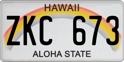 HI license plate ZKC673
