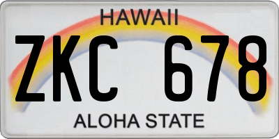 HI license plate ZKC678