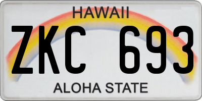 HI license plate ZKC693