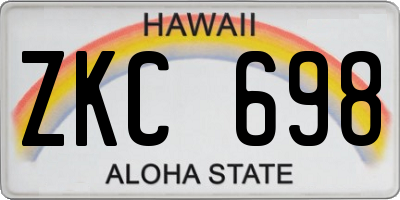 HI license plate ZKC698