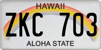 HI license plate ZKC703