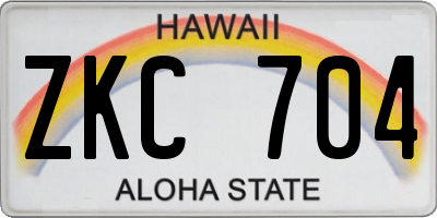 HI license plate ZKC704