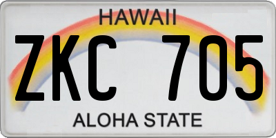 HI license plate ZKC705