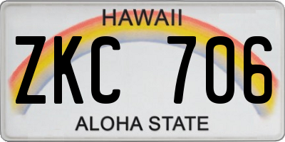 HI license plate ZKC706
