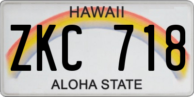 HI license plate ZKC718