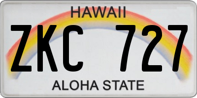 HI license plate ZKC727