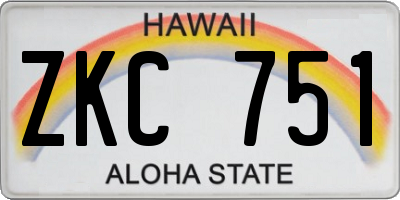 HI license plate ZKC751
