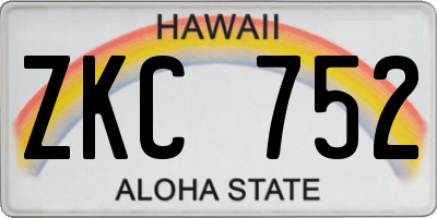 HI license plate ZKC752