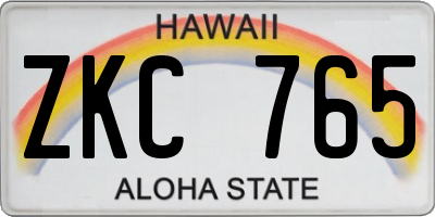 HI license plate ZKC765