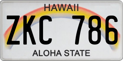 HI license plate ZKC786