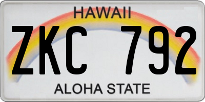 HI license plate ZKC792