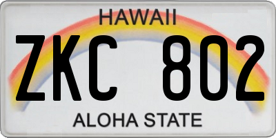 HI license plate ZKC802