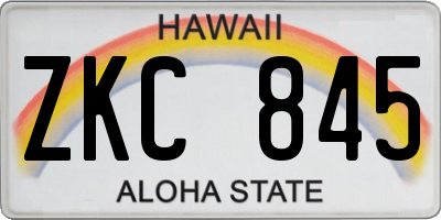 HI license plate ZKC845
