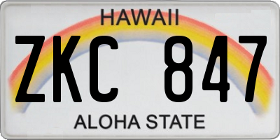 HI license plate ZKC847