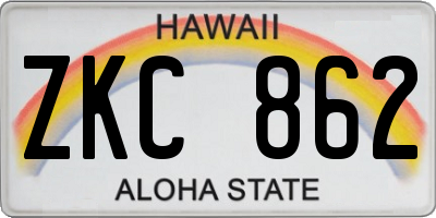 HI license plate ZKC862