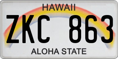 HI license plate ZKC863