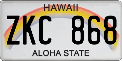 HI license plate ZKC868