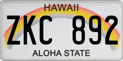 HI license plate ZKC892