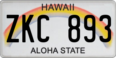 HI license plate ZKC893