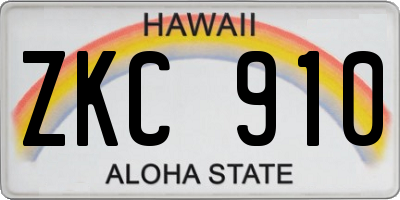 HI license plate ZKC910
